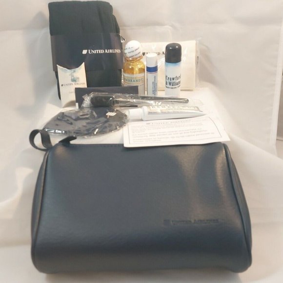 Vtg United Airlines First Class Amenity Toiletry Kit Travel InFlight Bag Blue - Picture 1 of 7